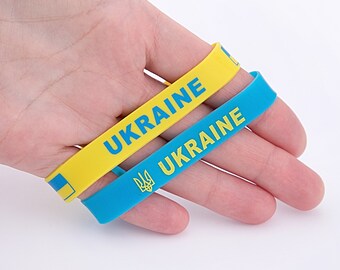 Ukraine Silicone Bracelet, I STAND WITH UKRAINE, Rubber Wristband for Men or Women,