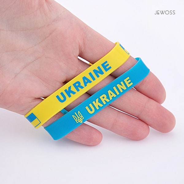 Ukraine Silicone Bracelet, I STAND WITH UKRAINE, Rubber Wristband for Men or Women,