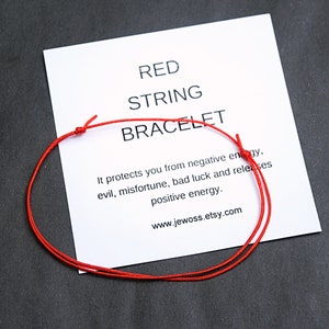 Red string bracelet with card, Kabbalah Red bracelet, Simple bracelet for protection and Good Luck, Friendship bracelet, Mini String anklet