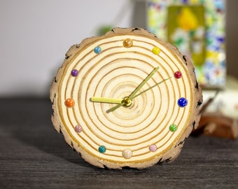 Meticulously Crafted Desktop Clock - Handmade Rustic Home Decor - One of A Kind - Silent Movement - Eco-Friendly - Unique Gift Idea