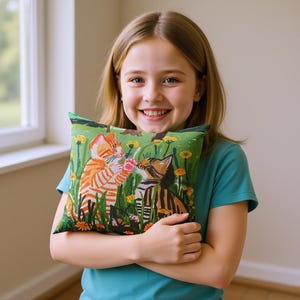 Custom Pet Portrait Pillow | Personalized Dog Cat Illustration Gift | Unique Family Keepsake | 2 Subjects
