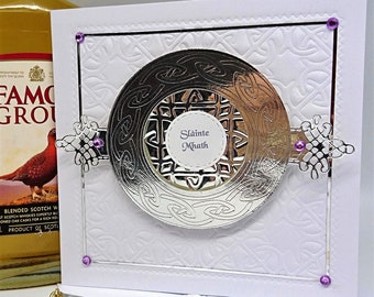 Scottish Quaich Card, Celtic Wedding Anniversary, Slàinte Mhaith (Slan-ge-var) Celtic Design, Loving Cup.