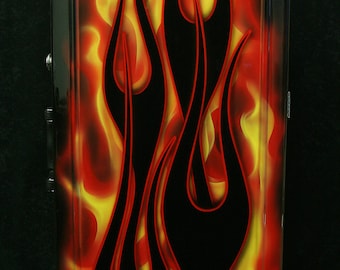 Airbrushed, Hot Rod Flames, Guitar Case, electric guitar case, gator guitar cases, hard shell guitar case, airbrush art