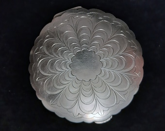 Blumenform Vintage Silber Puderdose