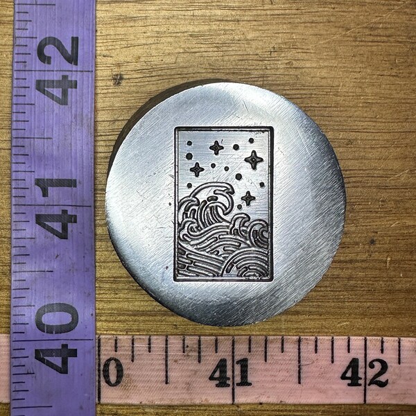 Waves ocean night sky postage stamp card steel impression die