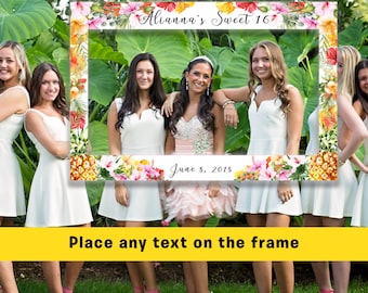 FREE SHIPPING - Hawaii Frame Prop, Tropical frame, Tropical Frame Prop, Birthday Frame Prop, Selfie Frame Prop, Floral Frame Prop