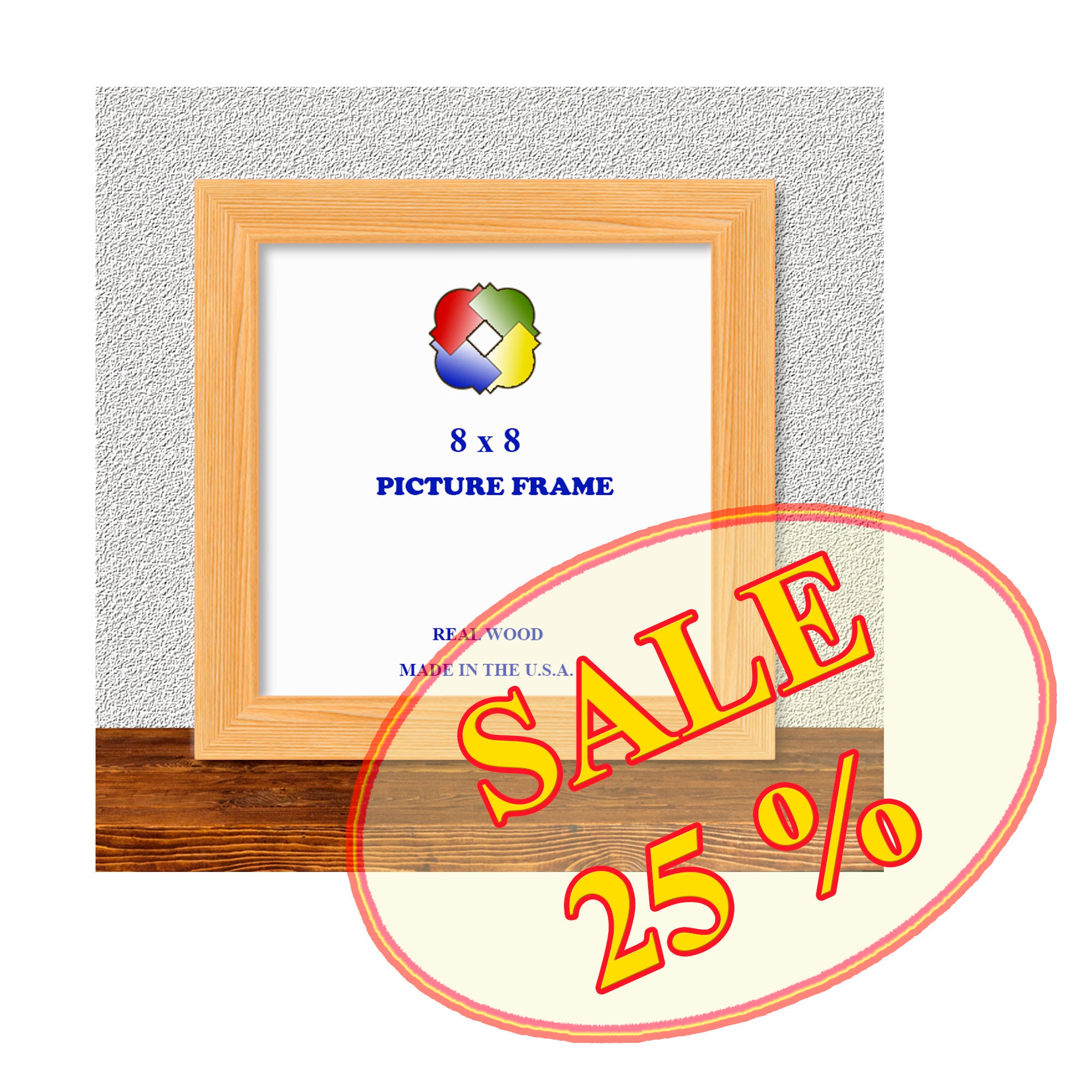 8x8 6x6 7x7 5x5 Square Wood Grain Picture Frame Wooden Photo Frame