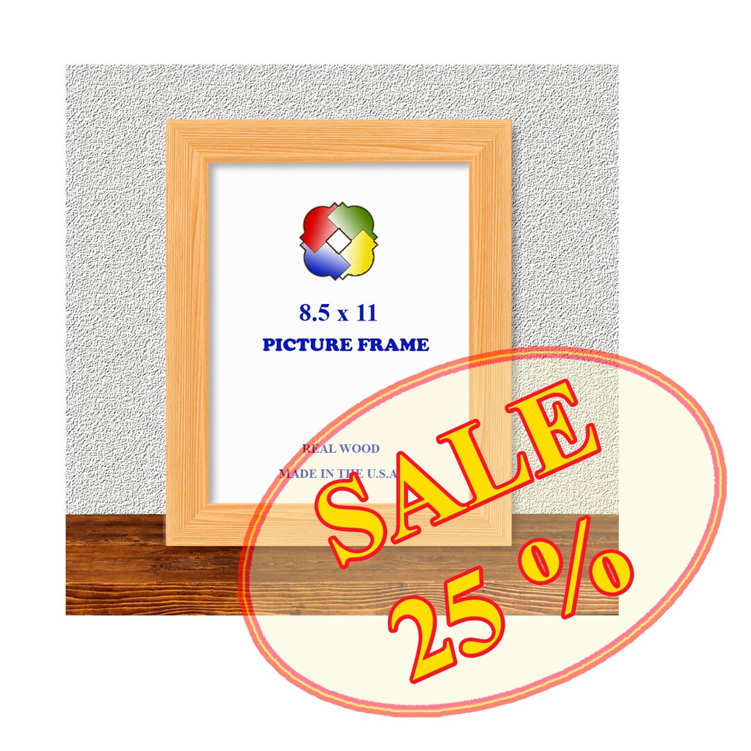 SALE, 8.5x11 Frame, Picture Frame 8.5x11, Unfinished Wood Frame 8.5x11