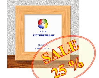 SALE, 5x5 Frame, Picture Frame 5x5, Unfinished Wood Frame 5x5, Pine Frame.