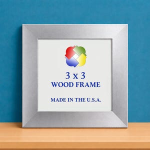 Silver Wood Frame – Handmade 3x3 Picture Frame – 48 Colors Available