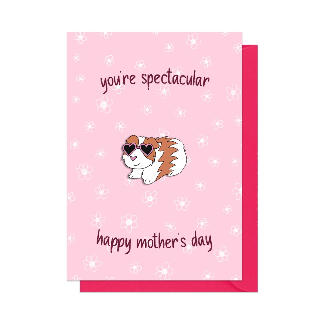Guinea Pig Pin Badge Mother's Day Card - Etsy
