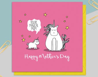 Unicorn Mother's Day Card - Mother's day Gift - Mum Card - Mom Card - Card for Her - Greetings Card