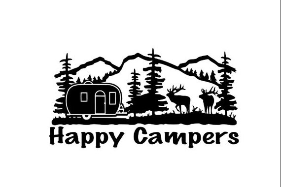 Happy Campers Vinyl Decal Sticker Camping in Mountains for | Etsy