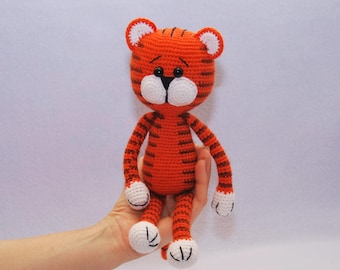 Tiger 2022 symbol Tiger Crochet  souvenir gift Crochet Orange Tiger Toy Knitted animals Crochet amigurumi tiger