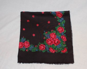 Beauty gift Vintage Beautiful wool shawl Black with rich flower pattern warm scarf shawl  shawl Ukrainian shawl boho scarf
