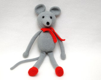 New Year symbol 2020 Crochet Knitted Gray Rat animals amigurumi Mouse Toy for Kids