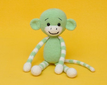 Crochet Monkey Toy Gift Amigurumi Crochet Animal Crochet Toy Kids Christmas Gift  birthday Wool Green Brown Monkey