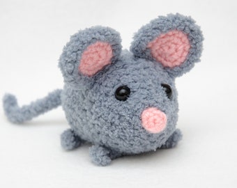 New Year symbol 2020 Crochet Little Knitted Gray Mouse animals amigurumi Mouse Toy for Kids