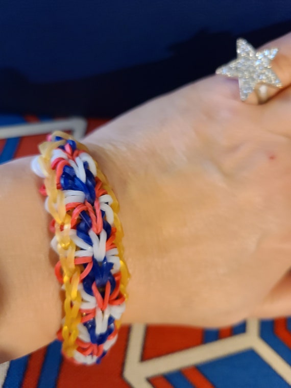 Rainbow Loom bracelet, rubber bands, 4th Of July, Independence Day