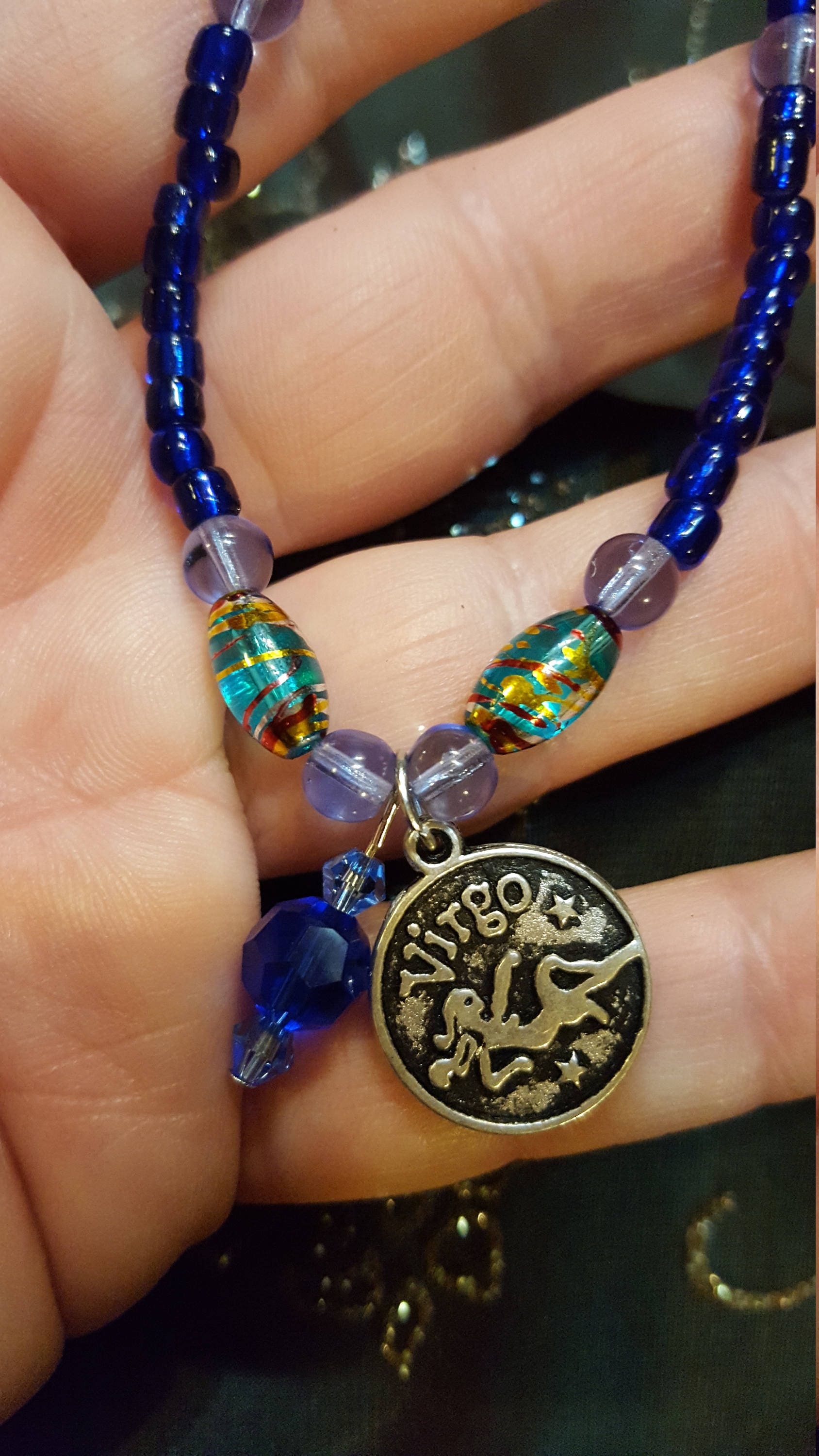 Virgo Zodiac Stretchy Beaded Charm Bracelet Etsy