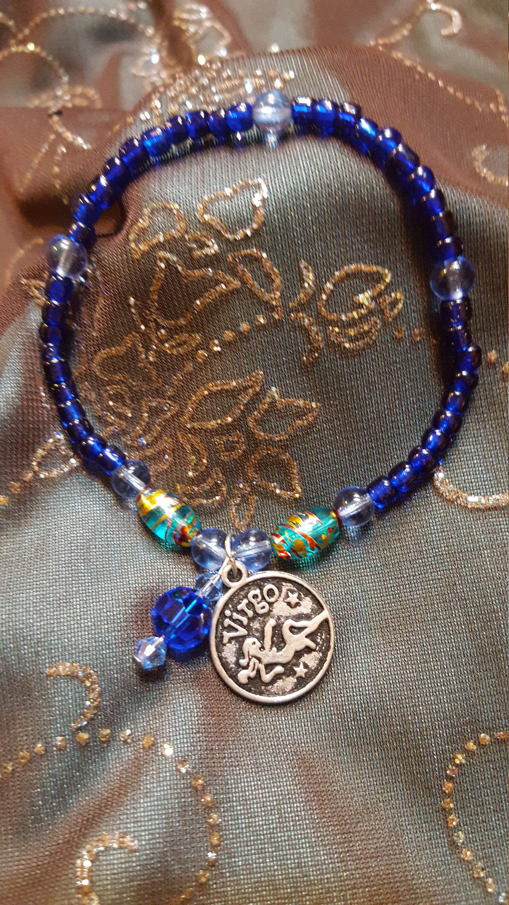 Virgo Zodiac Stretchy Beaded Charm Bracelet Etsy
