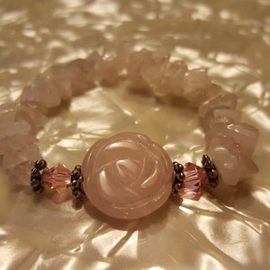 Genuine Rose Quartz Nugget Beaded Stretchy Bracelet