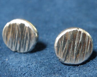 Small Thick Sterling Silver Textured Stud Earrings