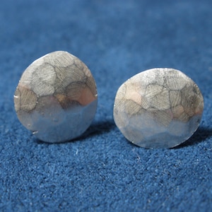 Small Sterling Silver Domed Hammered Stud Earrings