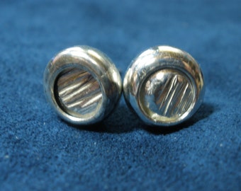 Sterling Silver Hammered Embedded Stud Earrings