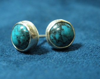 Simple Sterling Silver and Turquoise Stud Earrings