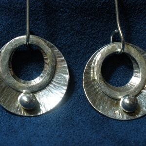 Sterling Silver Hanging Textured Disk Earrings