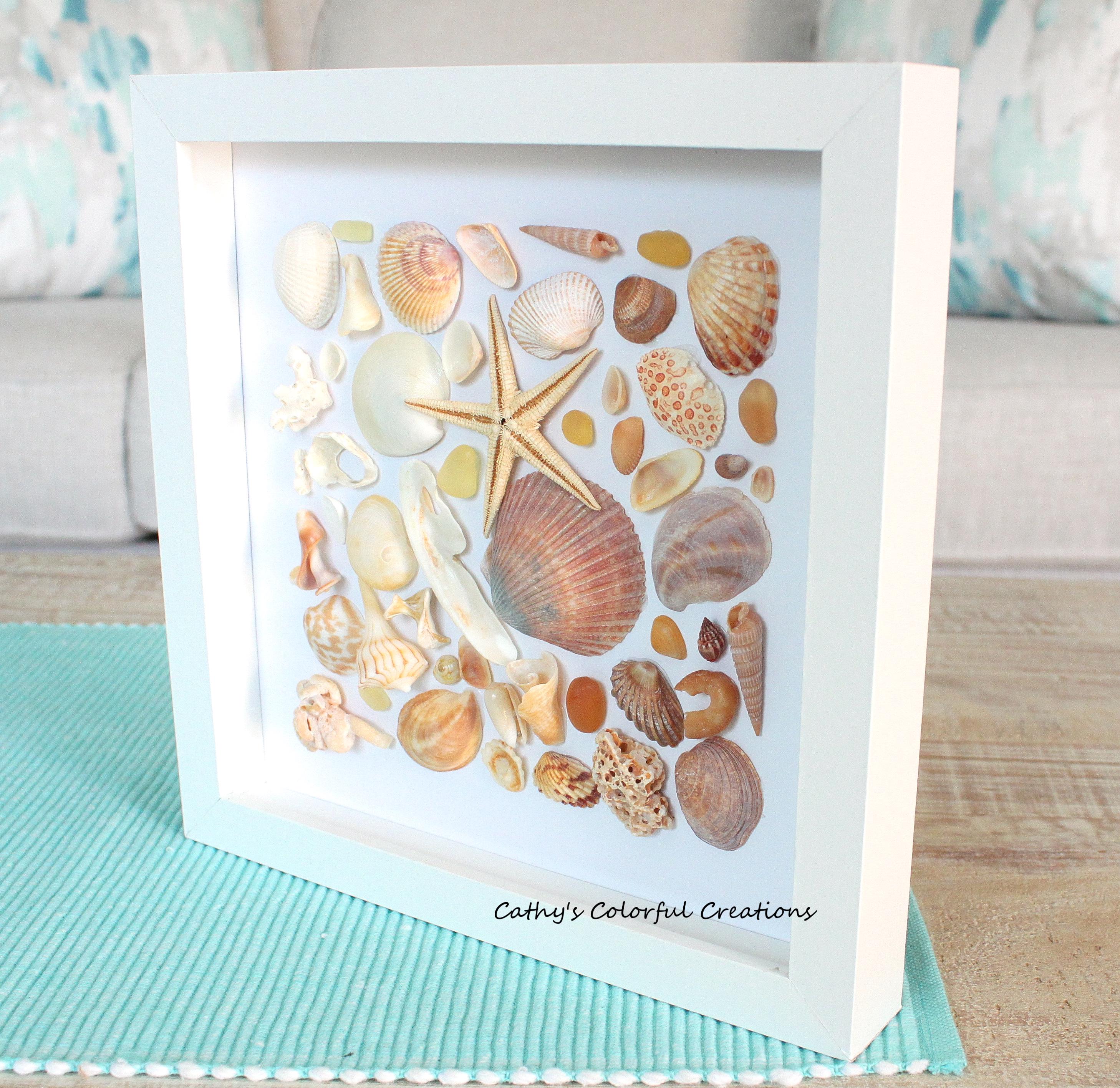 Shell Shadow Box, Shell Art, Shadow Box Art, Shadow Box Frame, Shell ...