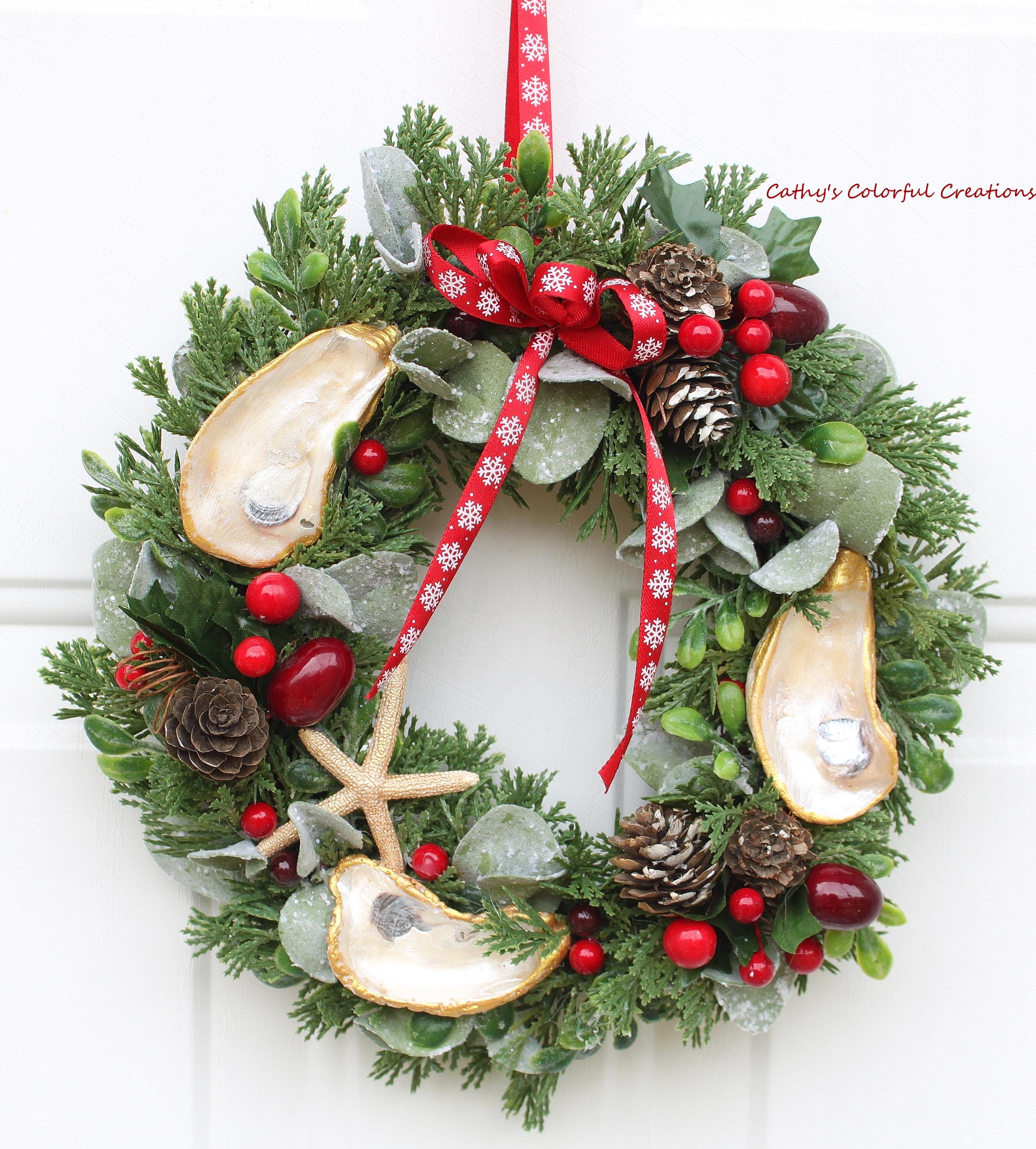 39 Christmas Room Ideas for Every Space in Your Home: Transform Your House into a Winter Wonderland 30 Mini Wreath, Coastal Mini Wreath, Coastal Christmas, Christmas…