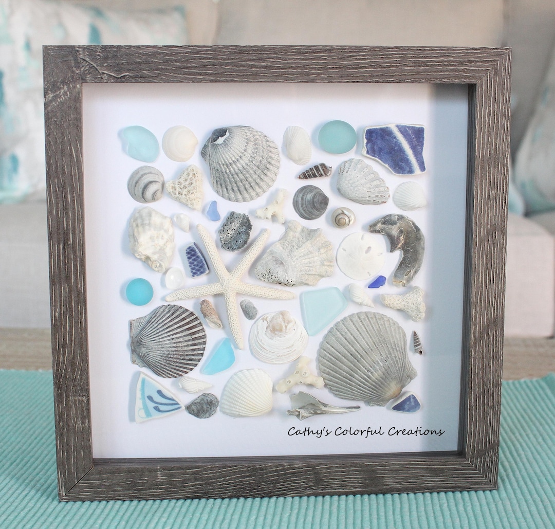 Shell Shadow Box, Shell Art, Shadow Box Art, Shadow Box Frame, Shell ...