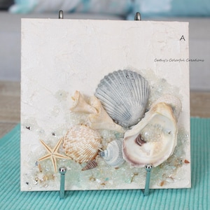 Coastal Art, Beach Art, Shell Art, Glass Art, Beach Decor, Coastal Decor, Beach House Decor, Shells, Coastal Wall Art, Beach Wall Art