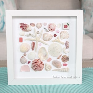 Shell Shadow Box, Shell Art, Shadow Box Art, Shadow Box Frame, Shell Decor, Coastal Decor, Beach Decor, Coastal Wall Art, Shell Collage