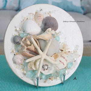 Coastal Art, Beach Art, Shell Art, Glass Art, Beach Decor, Coastal Decor, Beach House Decor, Shells, Coastal Wall Art, Beach Wall Art