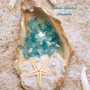 Oyster Ornament, Coastal Christmas, Coastal Ornament, Oyster Shell, Shell Ornament, Beach Ornament, Beach Decor, Coastal Decor, Christmas