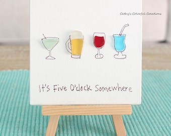 Drink Art, Cocktails, Cocktails Art, Desktop Art, Easel Art, Sea Glass Art, Glass Art, Five O'clock, Mini Art, Mini Easel Art, Bartender