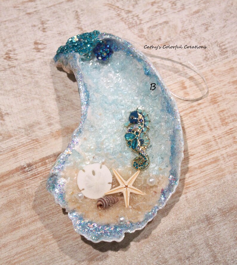 Shell Ornament, Scallop Shell, Coastal Shell, Embellished Shell ...