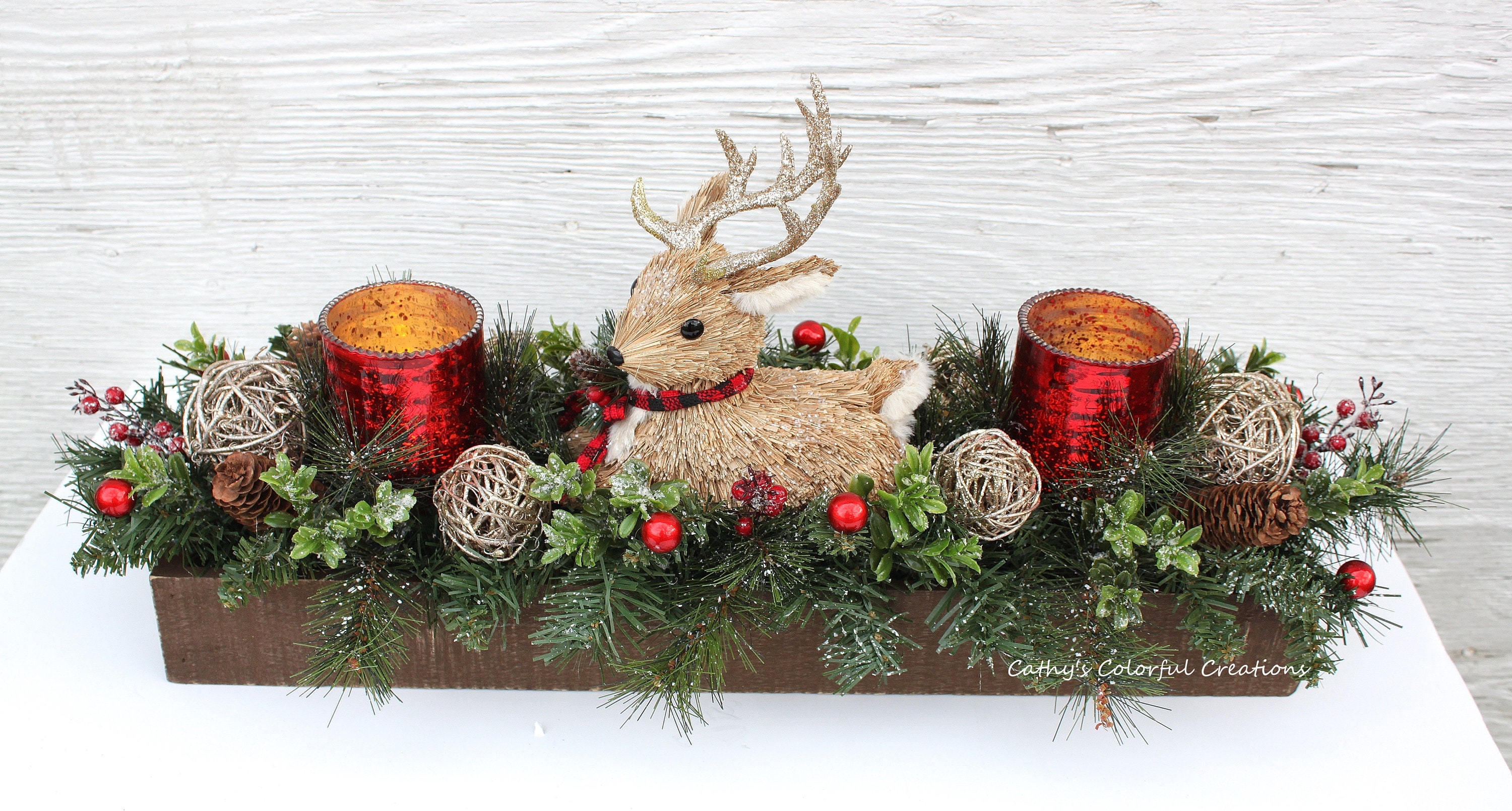 Reindeer Centerpiece Christmas Centerpiece Long Box Etsy