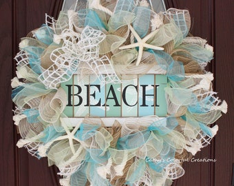 Beach Wreath, Coastal Wreath, Beach Decor, Coastal Decor, Beach House Wreath, Beach House Decor, Beach Lover, Welcome Wreath