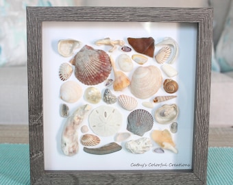 Vintage Julio Meza Seashell Wall Art, Signed 2005, Shadow Box