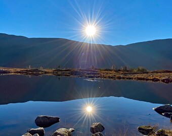 Perfect Reflection in Cluanie Dam, NW Highlands Colour Photograph