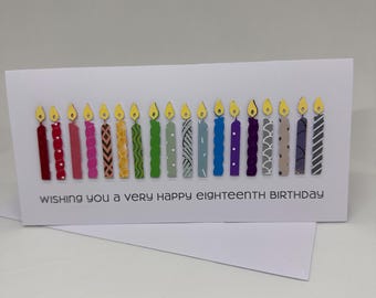 Handmade Happy 18th Birthday with Candles Card