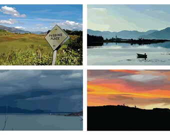 Pack of 4 Vectorised Photo Prints (South Skye)