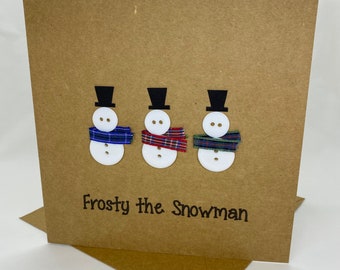 Handmade Button Snowman Christmas Cards