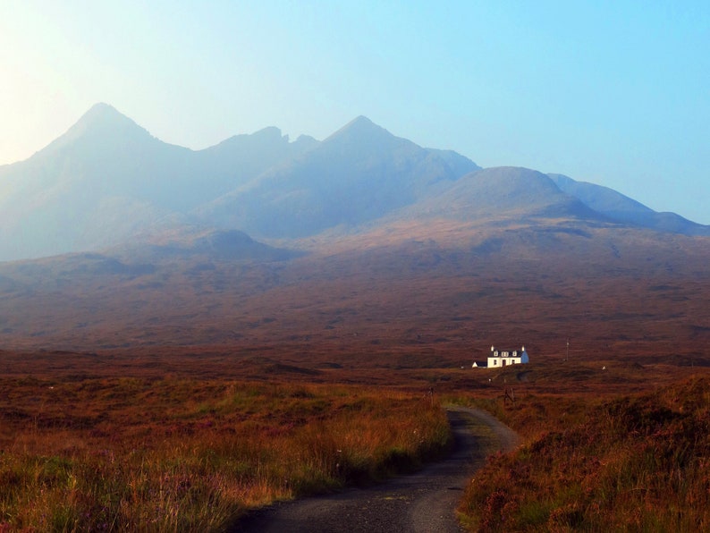 Allt Dearg and the Cuillins in the Autumn Haze, Skye Colour Photograph image 1