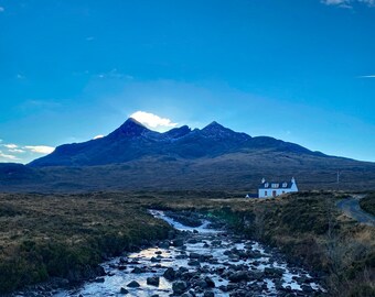 Allt Dearg and the Cuillins in the fading winter light, Skye Colour Photograph