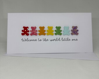Handmade New Baby Card with Teddy Bears